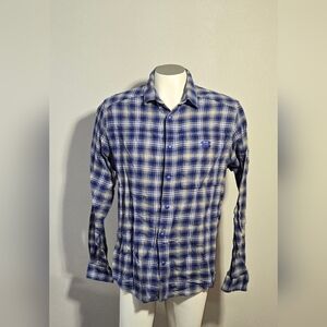 Under Armour UA Tradesman Blue Gray Flannel Shirt Long Sleeve Snap Men's Size La